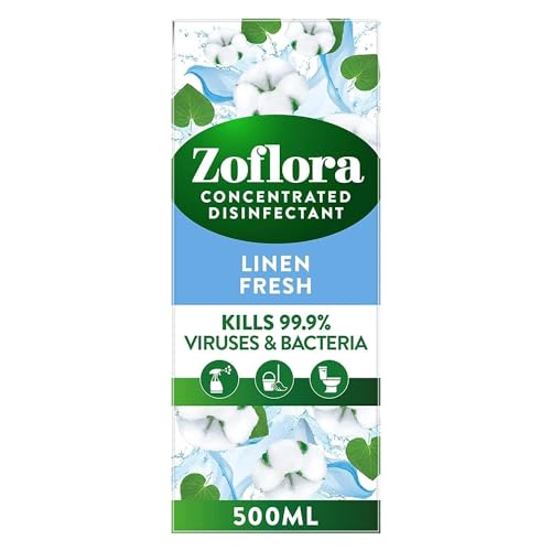 Zoflora Linen Fresh Concentrated Multipurpose Disinfectant Liquid, Antibacterial & Multi-Surface, Pet Safe Disinfectant, Kills 99.9% of Bacteria & Viruses, 1 X 500 Ml