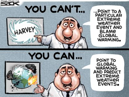 Editorial cartoon U.S. climate change Harvey