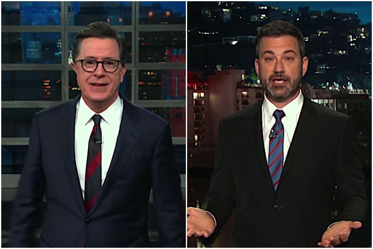 Stephen Colbert and Jimmy Kimmel have mixed feelings about Trump and Kim