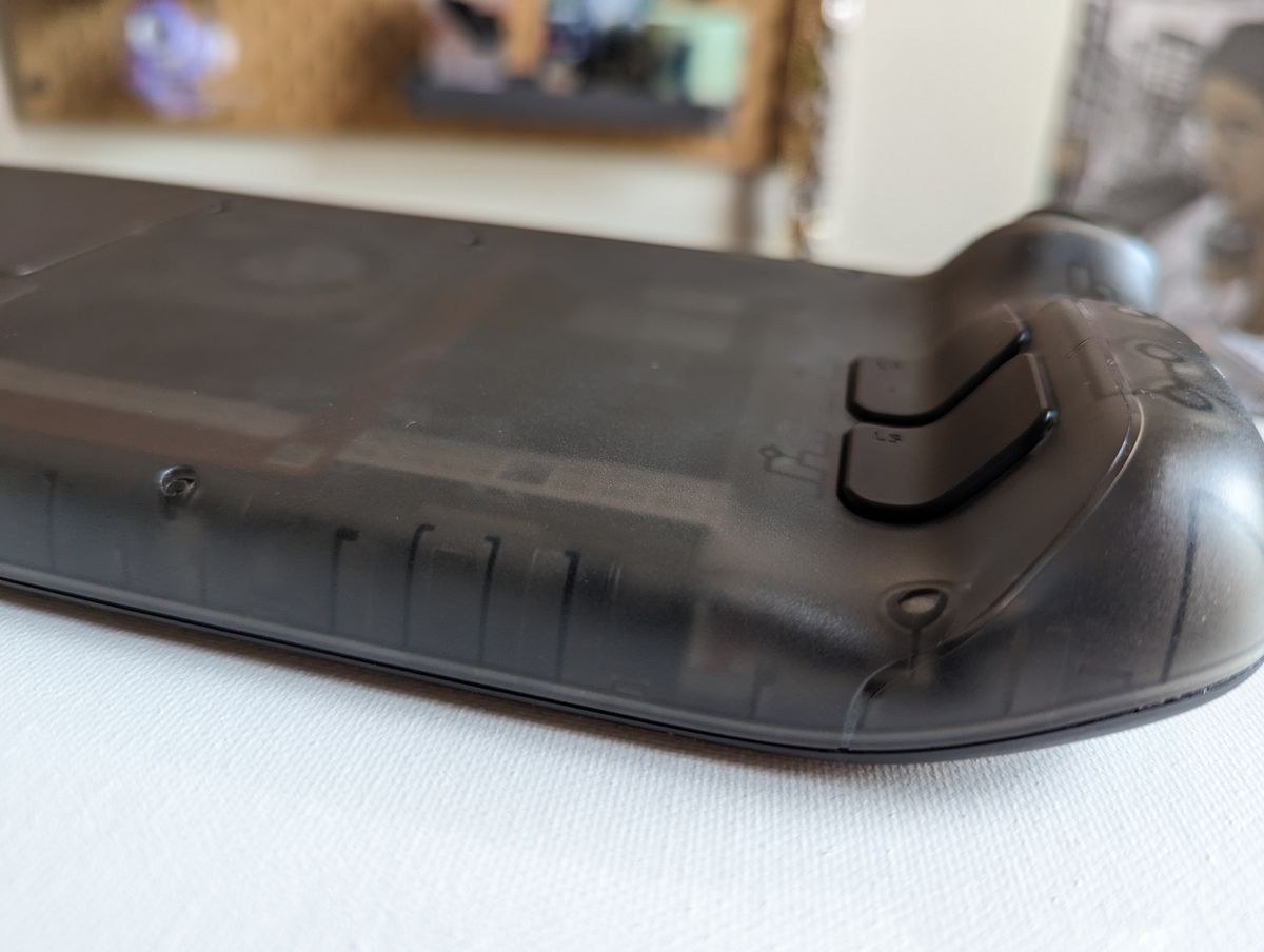 edge on view of right portion of translucent steam deck back