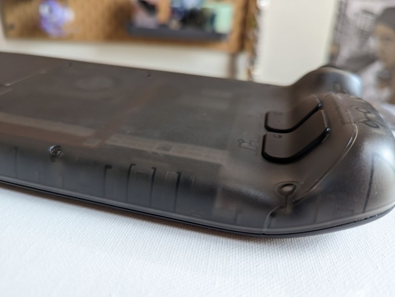 edge on view of right portion of translucent steam deck back