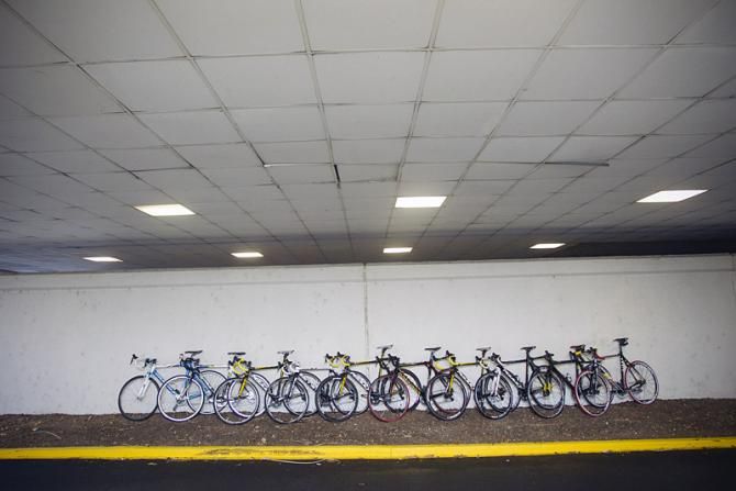 The bikes of Belgium's 'cross Worlds team await their riders.