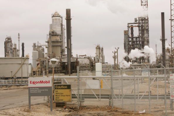 The Exxon Mobil Corporation refinery in Joliet, Illinois.