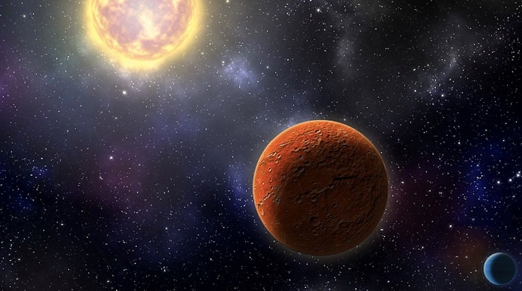 Artist&#039;s illustration of HD 21749c, the first Earth-size planet found by NASA&#039;s Transiting Exoplanets Survey Satellite, as well as its sibling, HD 21749b, a warm sub-Neptune-sized world.