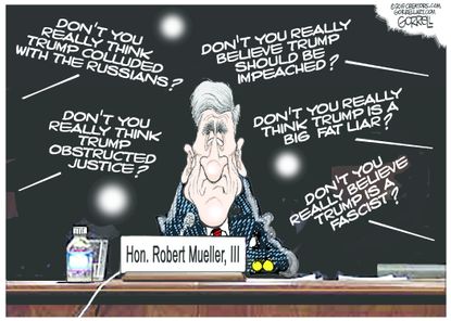 Political Cartoon U.S. Mueller Testimony Congress Questions