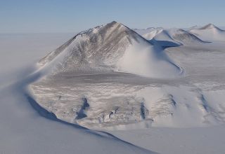An image of the mountains in the Shackleton Range, bordering Recovery Glacier, East Antarctica, snapped during a NASA IceBridge flight on Oct. 18, 2018.