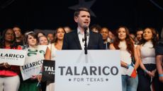 Texas Democratic Senate nominee James Talarico speaks at election watch party