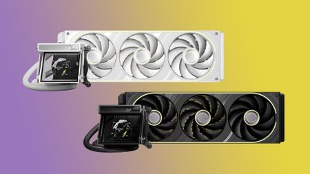 The Tryx Holo 360 AIO liquid cooler in white and black