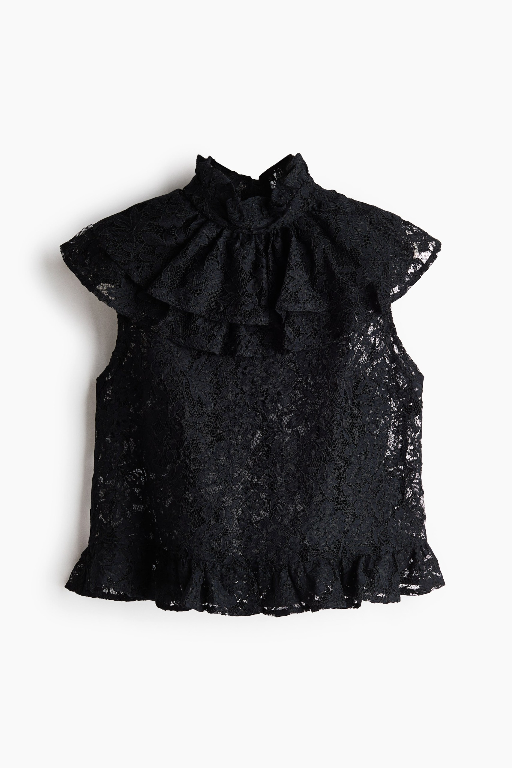 Frill-Trimmed Lace Top