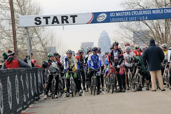 The Louisville, Kentucky skyline makes for a great backdrop to the UCI Masters Cyclo-cross Worlds.