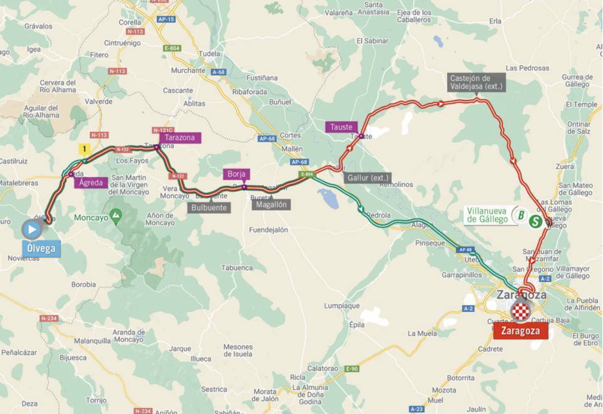 Stage 12 map for 2023 Vuelta a Espa&ntilde;a
