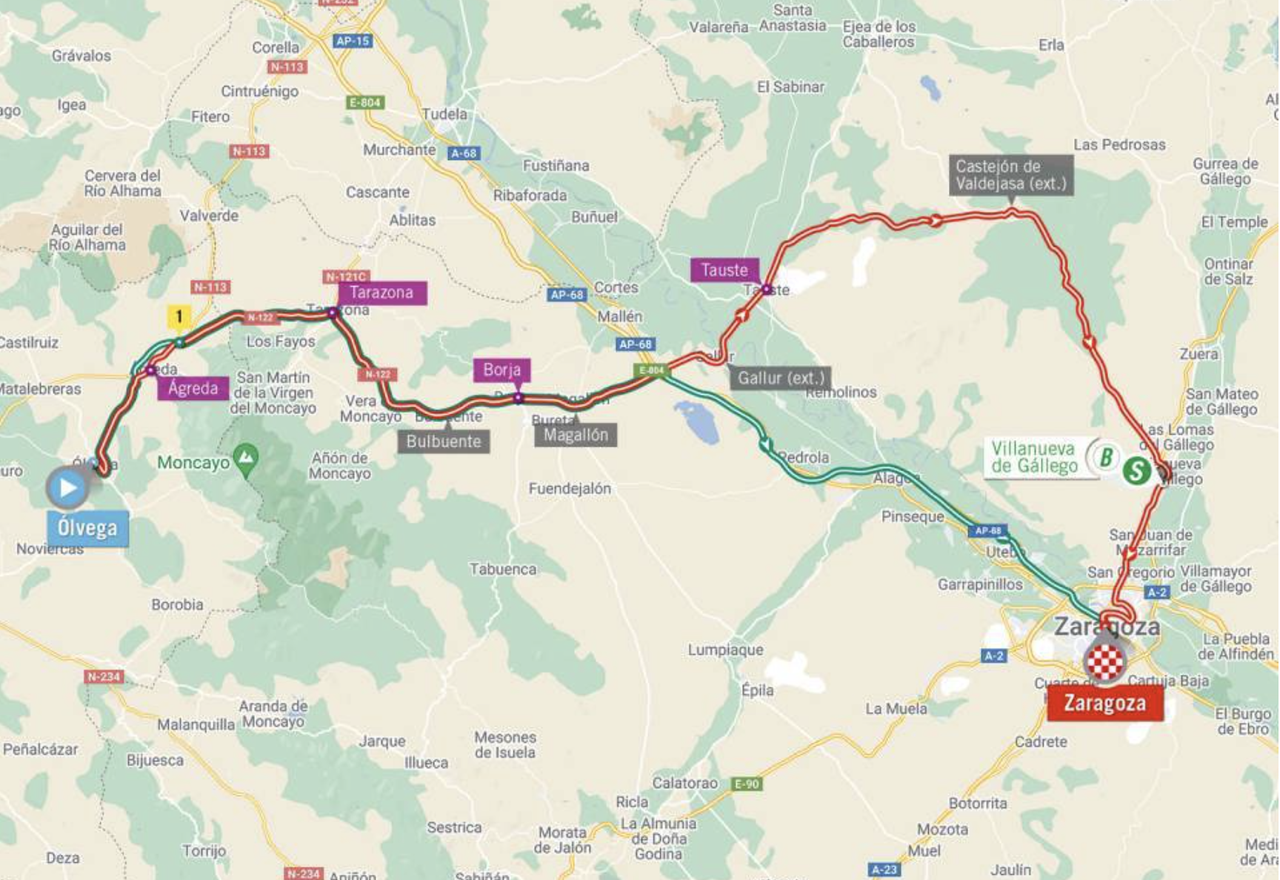 Stage 12 map for 2023 Vuelta a Espa&ntilde;a