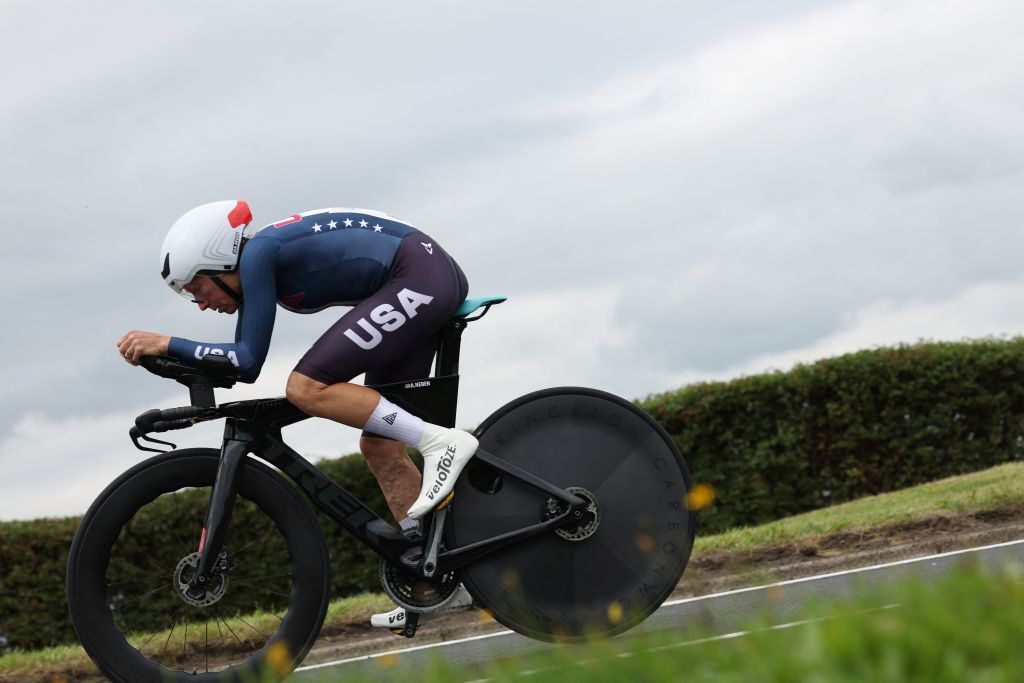 US rider Amber Leone Neben takes part in the womens Individual Time Trial in Stirling during the UCI Cycling World Championships in Scotland on August 10 2023 Photo by Adrian DENNIS AFP Photo by ADRIAN DENNISAFP via Getty Images
