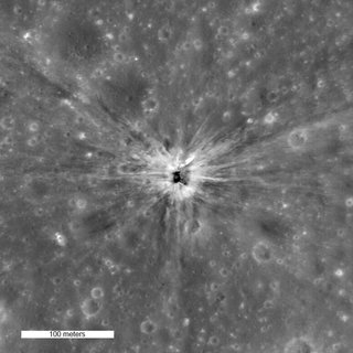 30 metre wide crater on the Moon from the Apollo 13 Saturn IVB upper stage.