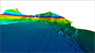 One of the laser scans conducted by Dunning and his colleagues from Gigjokull glacier and basin beneath Eyjafjallajökull volcano.