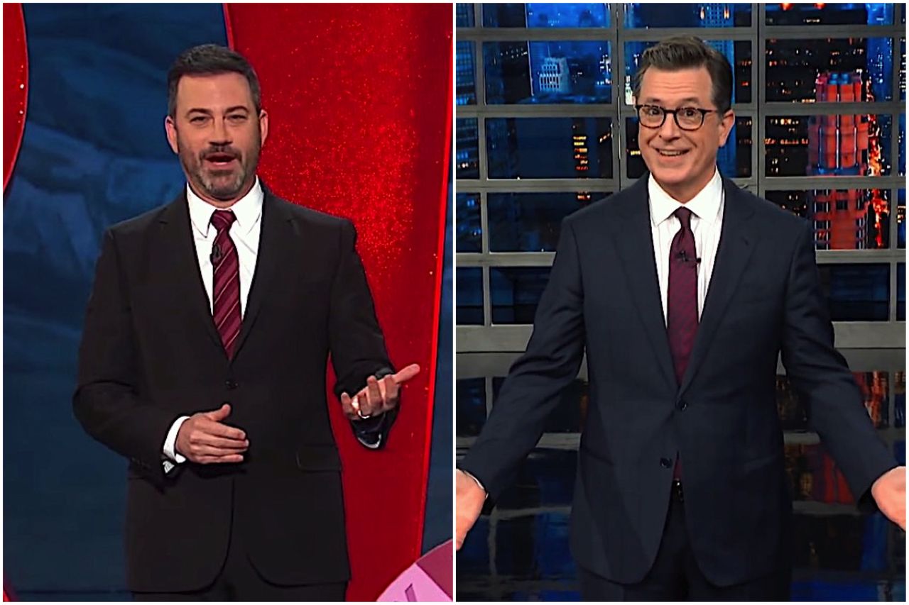 Jimmy Kimmel and Stephen Colbert joke about Trump&amp;#039;s malapropism