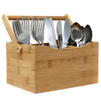 Bamboo Utensil Cutlery Holder Carry Handle Bamboo Organiser | £8.99 eBay