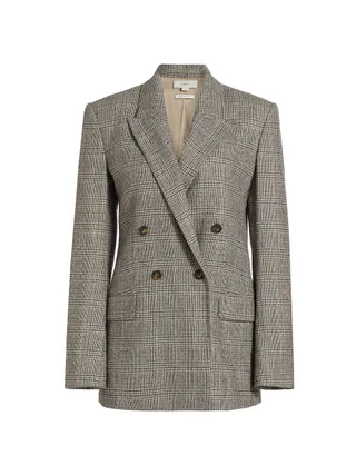 Vince, Plaid Wool-Blend Double-Breasted Blazer