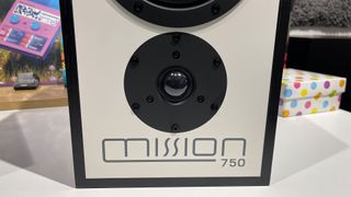 Mission 750 stereo speakers close-up on speaker