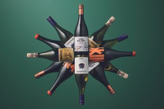 Circle of wine bottles