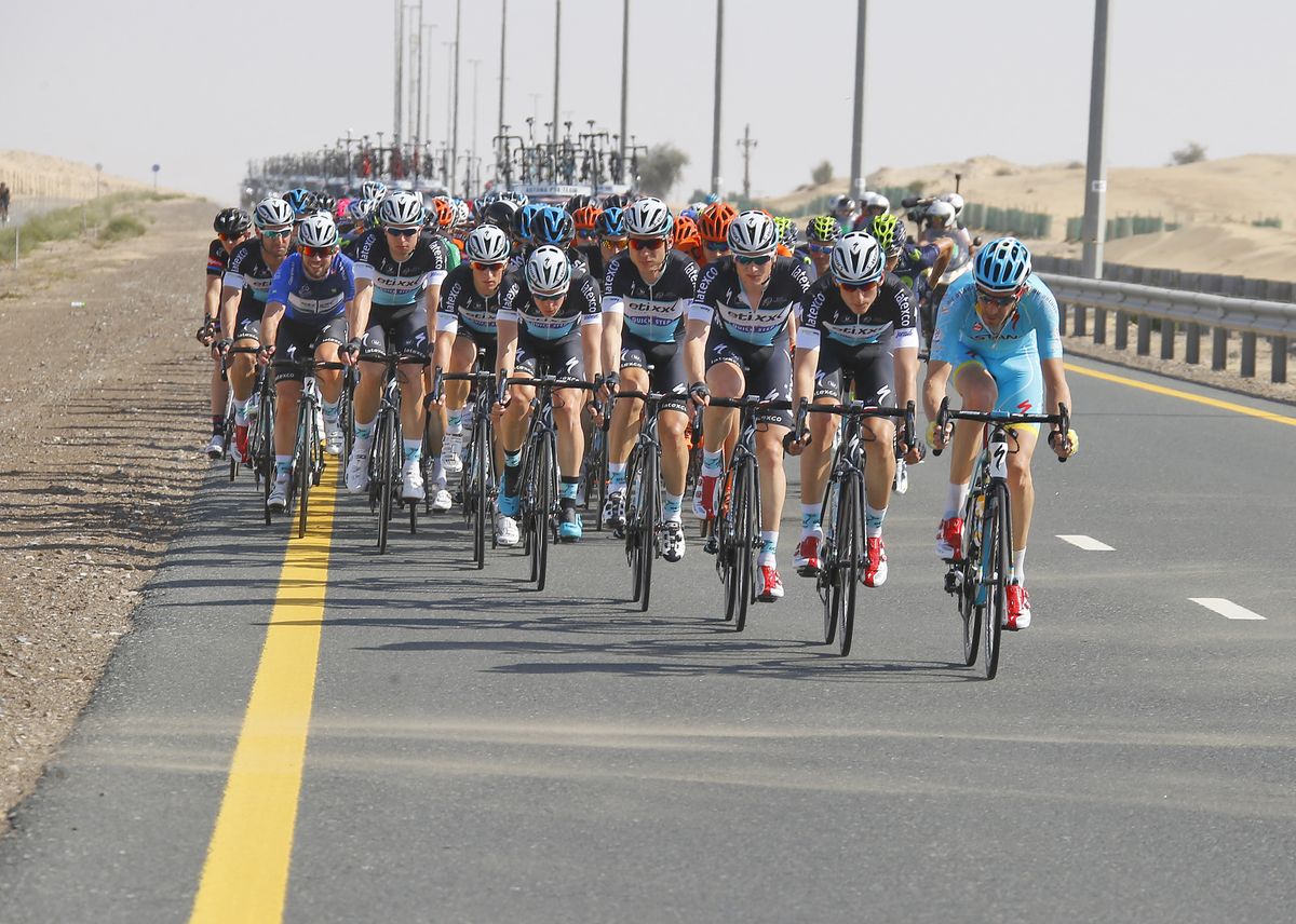 Etixx-QuickStep on the front of the peloton
