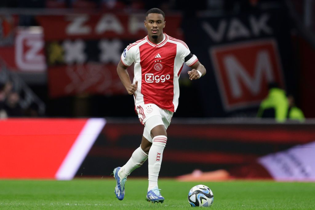 Jorrel Hato of Ajax during the Dutch Eredivisie match between Ajax v Vitesse at the Johan Cruijff Arena on November 25, 2023 in Amsterdam Netherlands (Photo by Jeroen van den Berg/Soccrates/Getty Images) Arsenal target