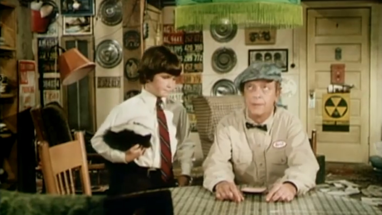 Don Knotts looking exasperated by small child in No Deposit, No Return