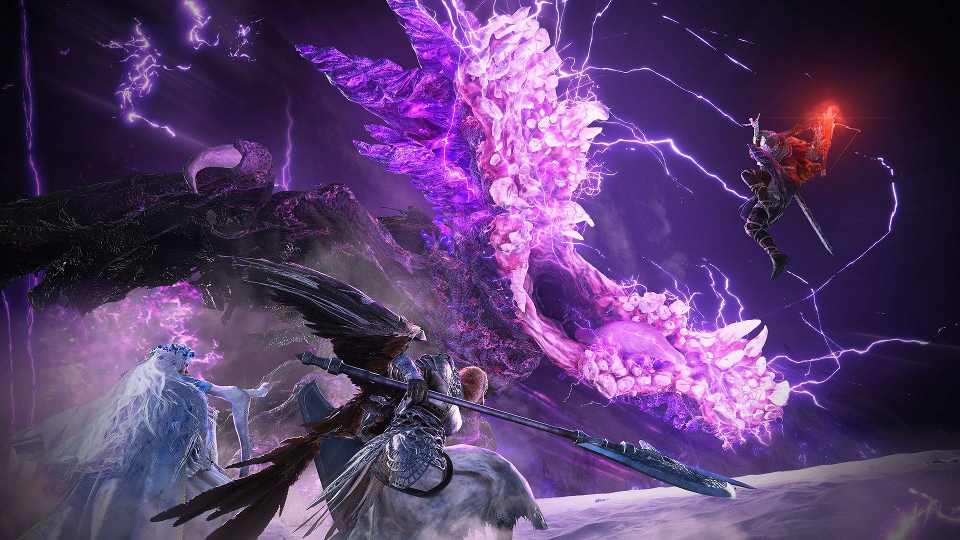 Promotional image showing the Everdark Sovereign version of Gaping Jaw in Elden Ring Nightreign.