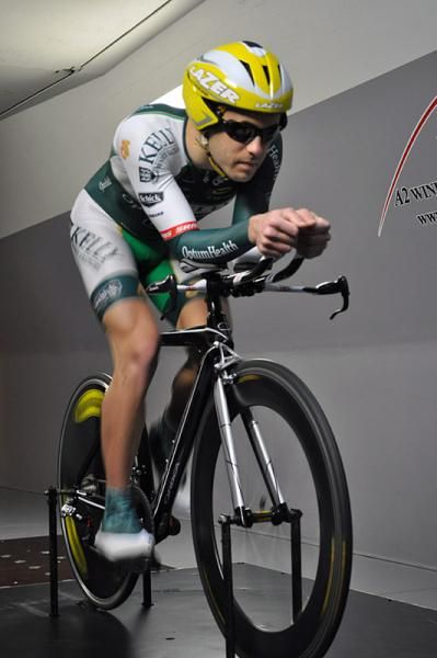 Jesse Anthony gets warmed up in the wind tunnel.