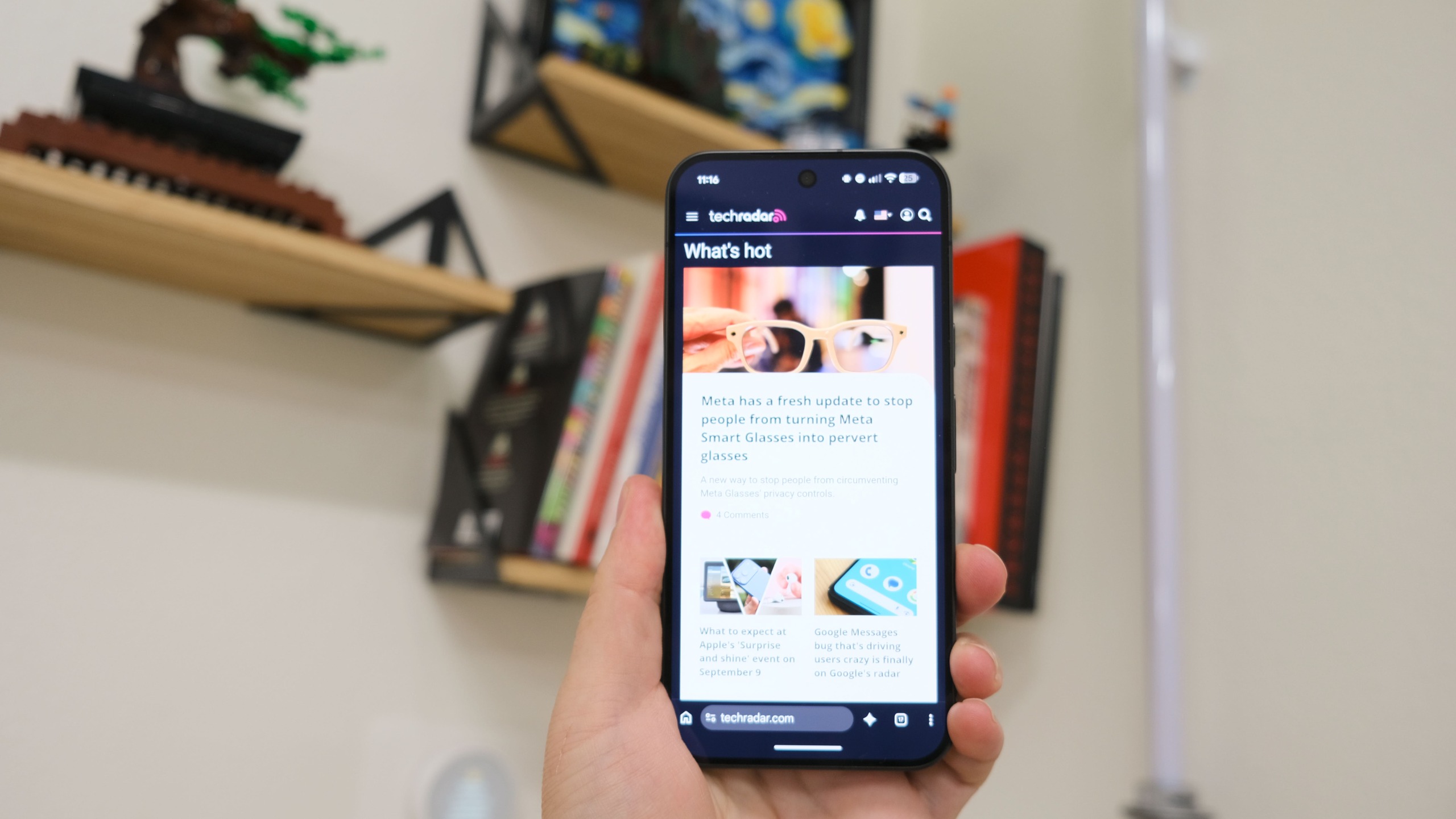 The Google Pixel 11 Pro XL displaying the TechRadar website