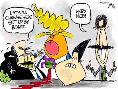 Political Cartoon U.S. borat trump giuliani gaetz