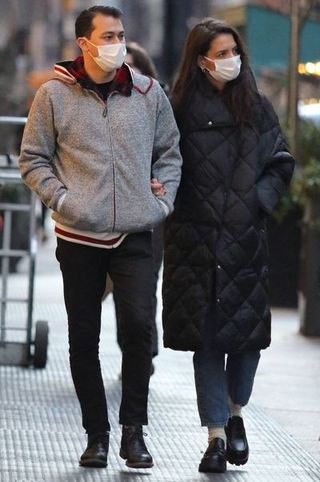 new york city, ny january 22, katie holmes out for a walk with emilio vitolo jr on january 22, 2021 in new york city photo by lrnyc megagc images