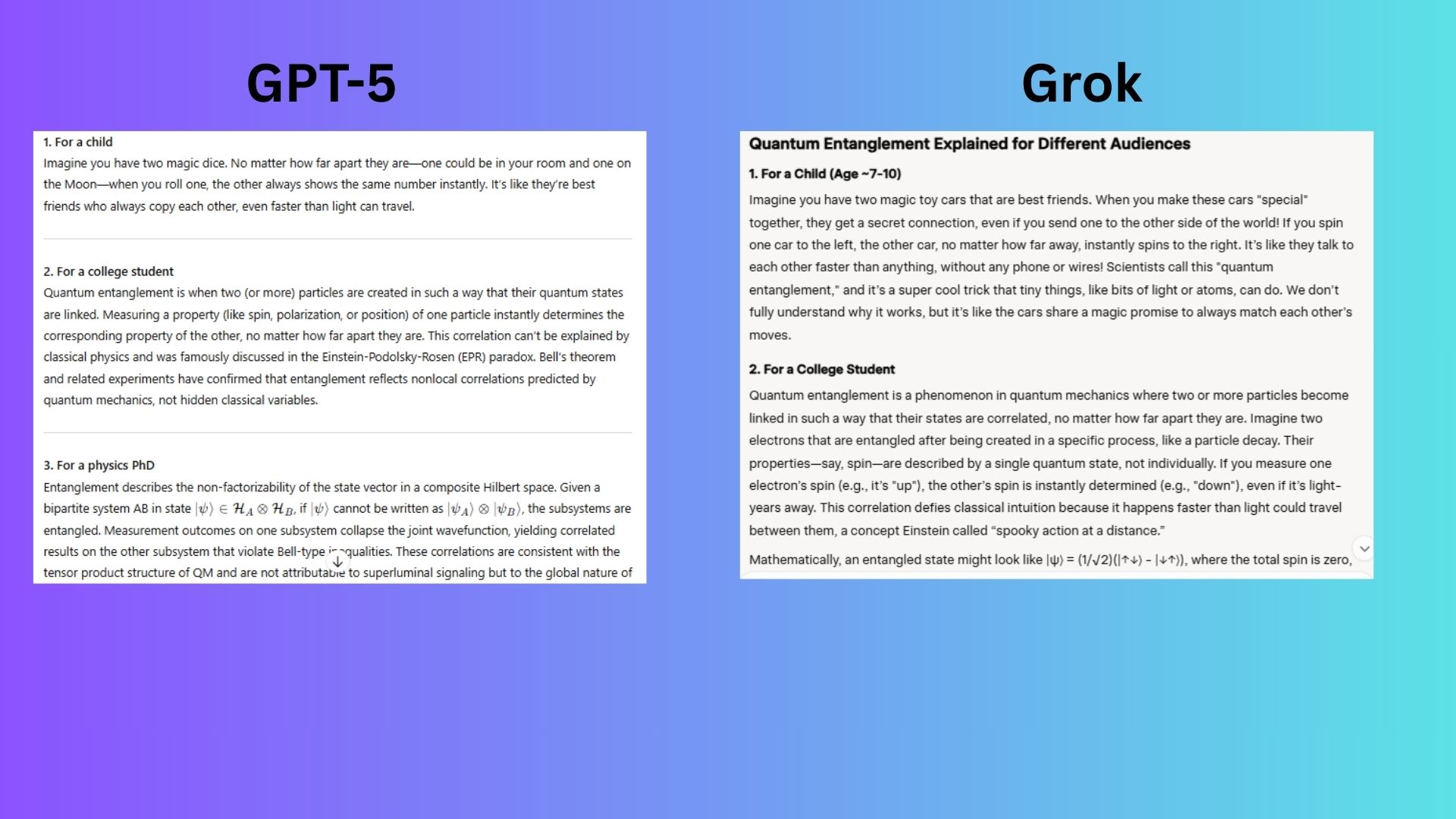 screenshot of GPT-5 and Grok 4