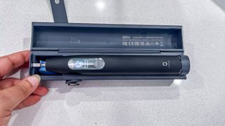 The Oclean X Ultra S electric toothbrush inside its travel case