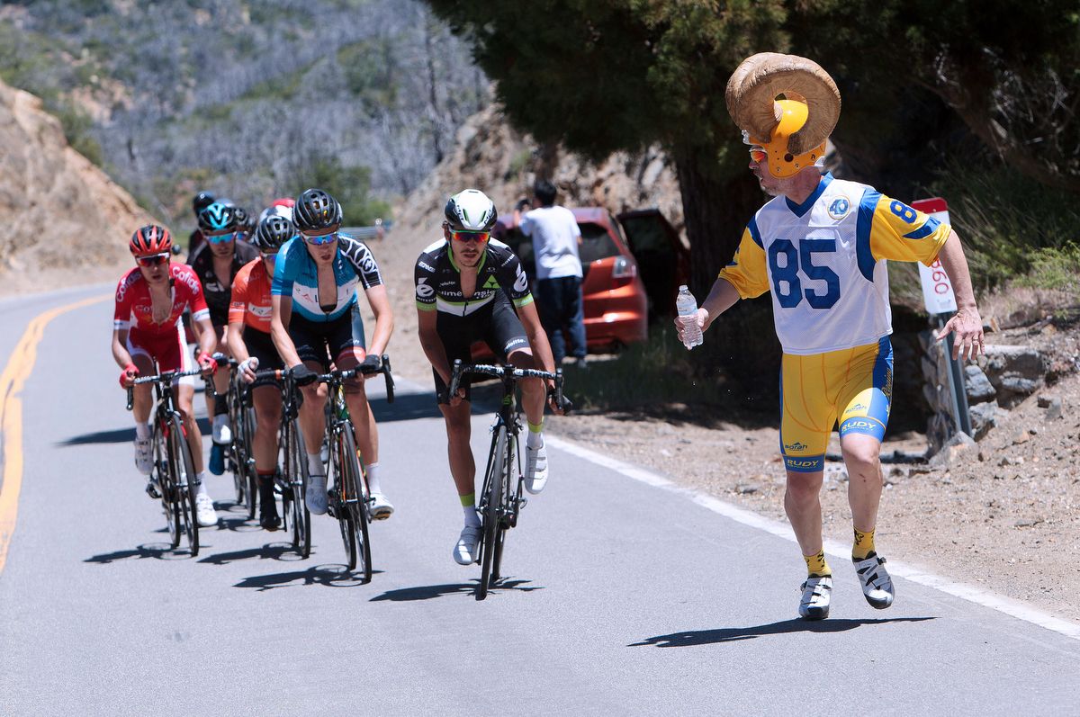 A fan cheers on the breakaway