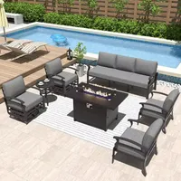 Halmuz 7-Seat Aluminum Patio Conversation Set