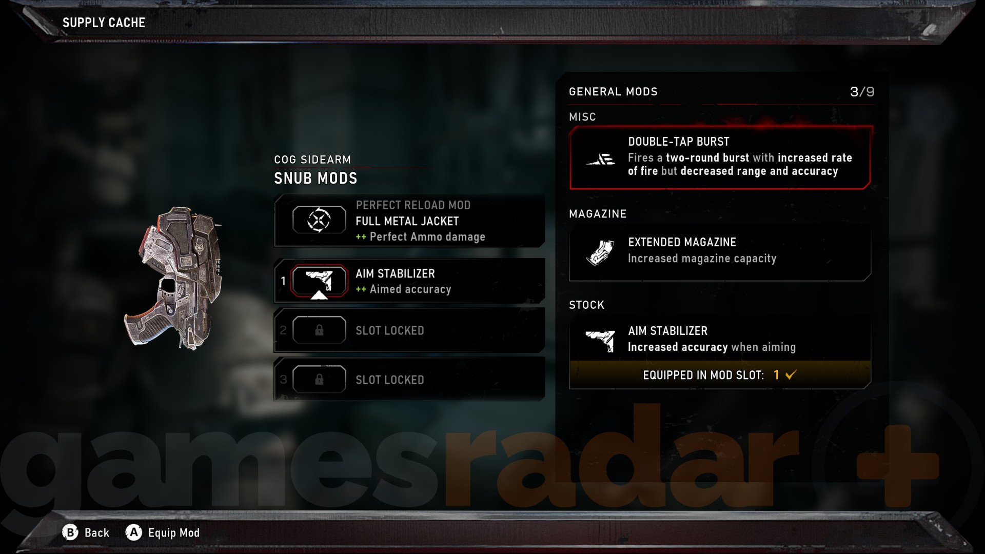 The best Stub mods shown in the Supply Cache screen.