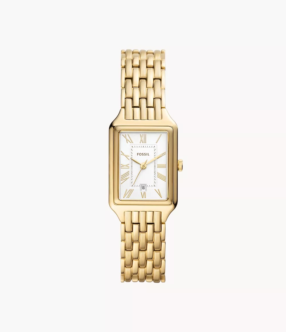 fossil, Raquel Three-Hand Date Gold-Tone Stainless Steel Watch