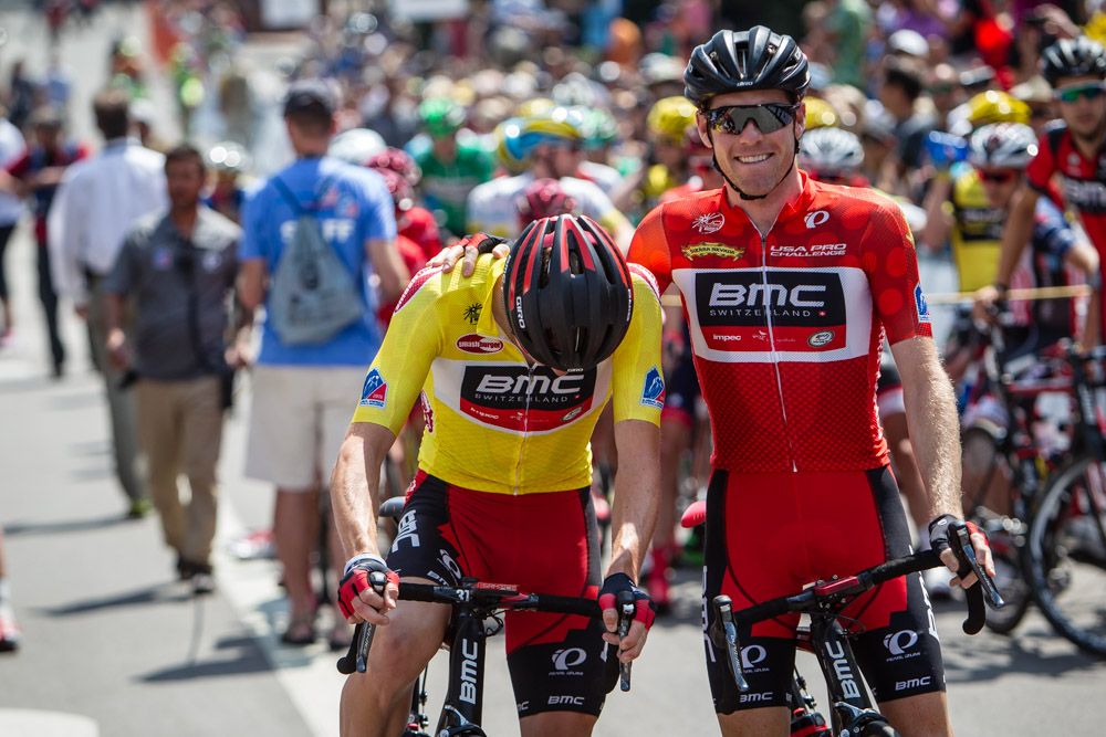 Rohan Dennison the start line with teammate Brent Bookwalter (BMC)
