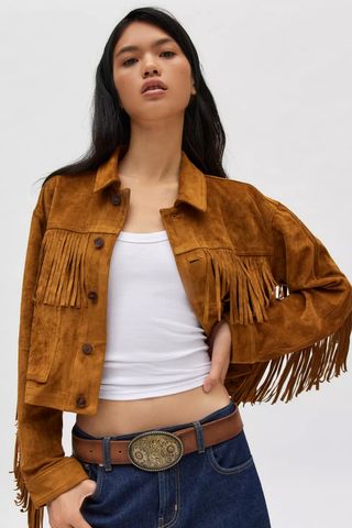 BDG Jessie Faux Suede Fringe Jacket 