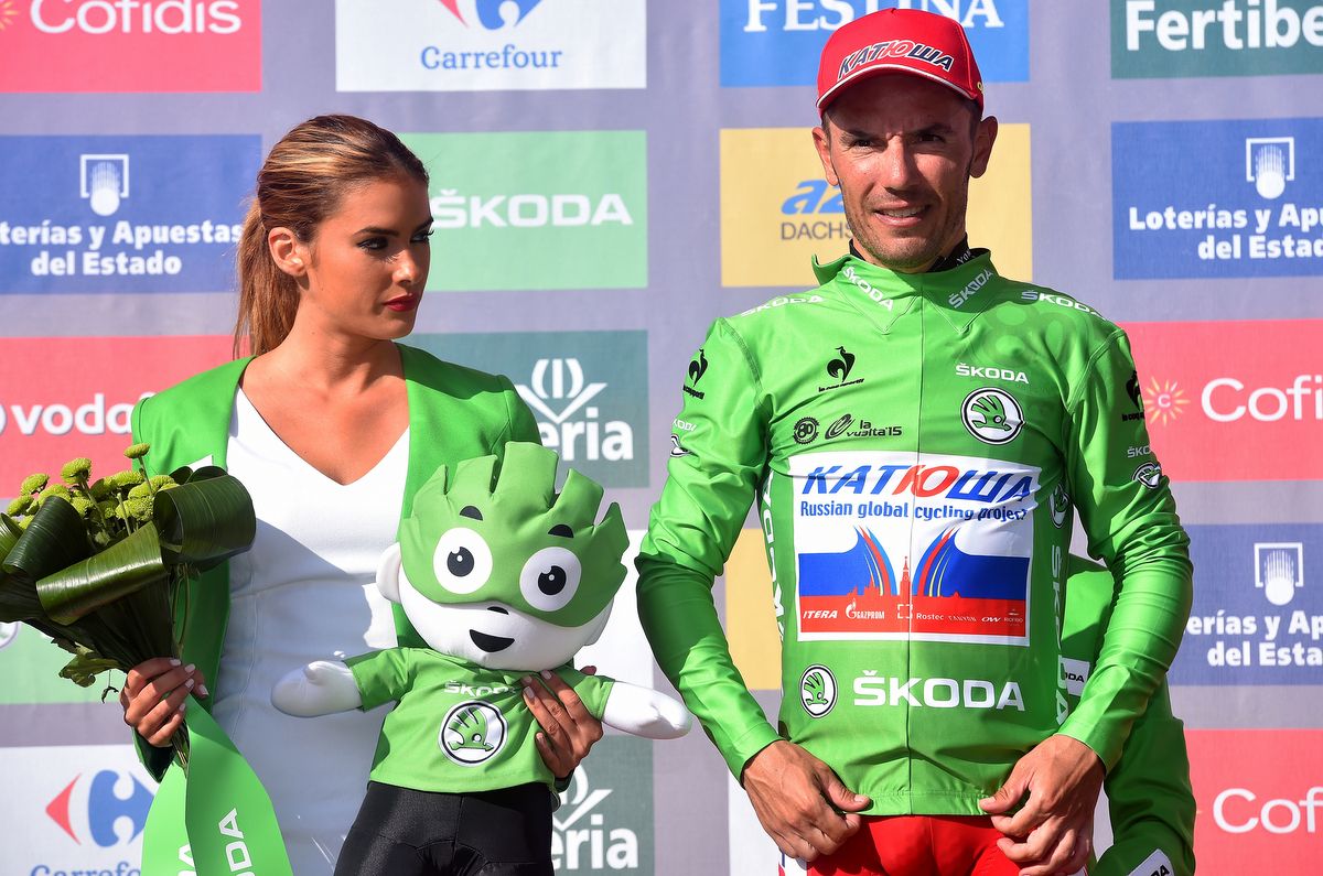 Joaquim Rodriguez (Katusha) in the points classification jersey