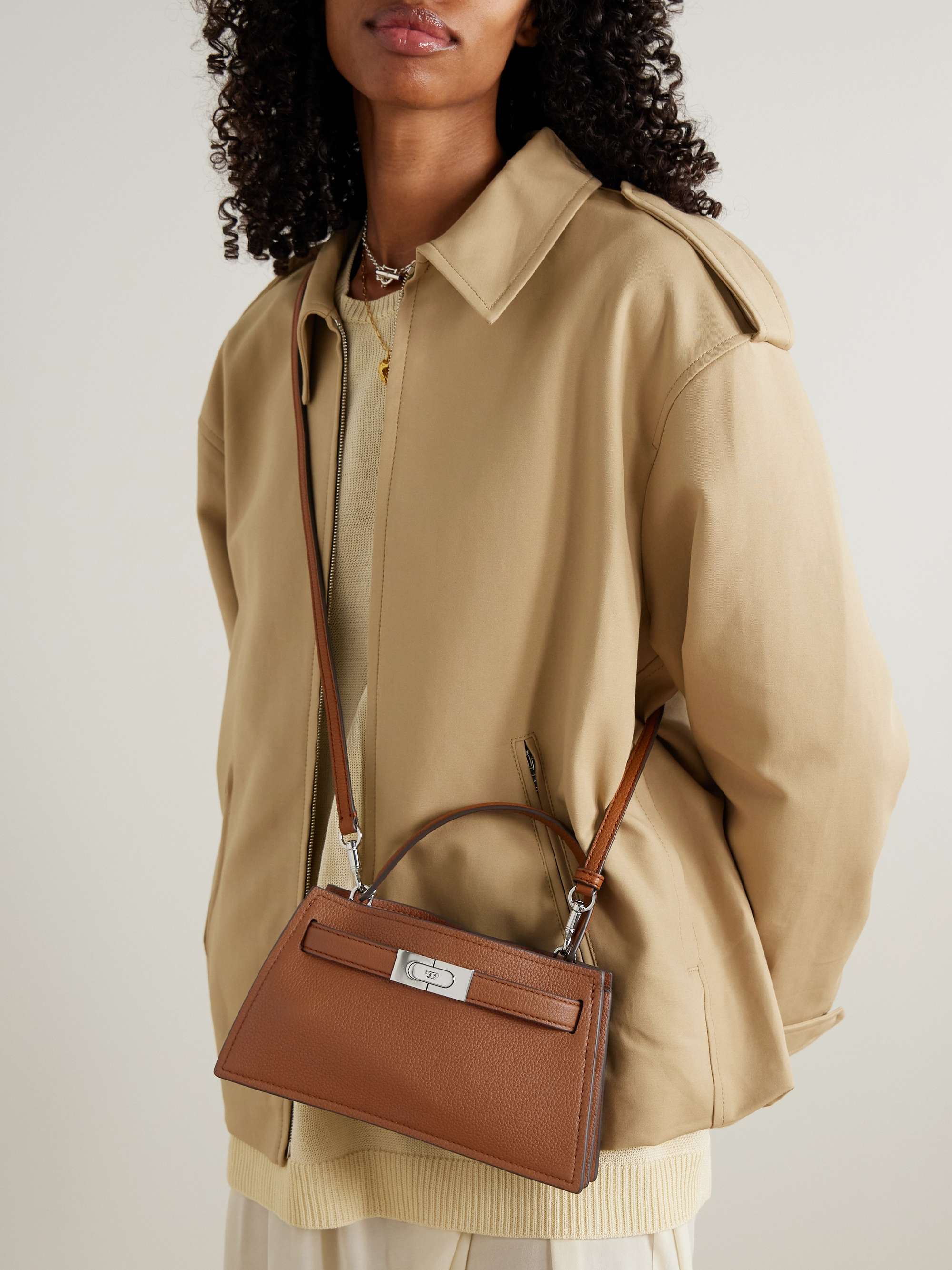 Petite Lee Radziwill Textured-Leather Shoulder Bag