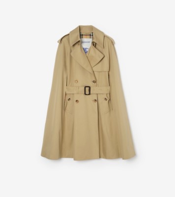 Gabardine Belmont Trench Cape in Beige - Women, Cotton Gabardine | Burberry&amp;reg; Official