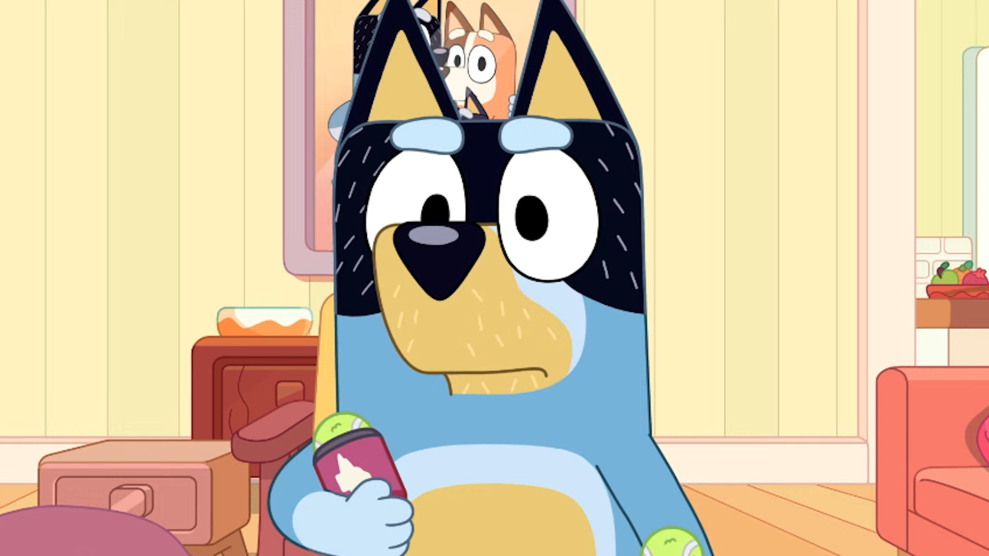 Bandit looking stern in Bluey