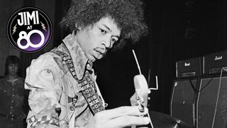 American guitarist, composer and singer Jimi Hendrix doing the soundcheck before performing at Saville Theatre in London, United Kingdom 1967.