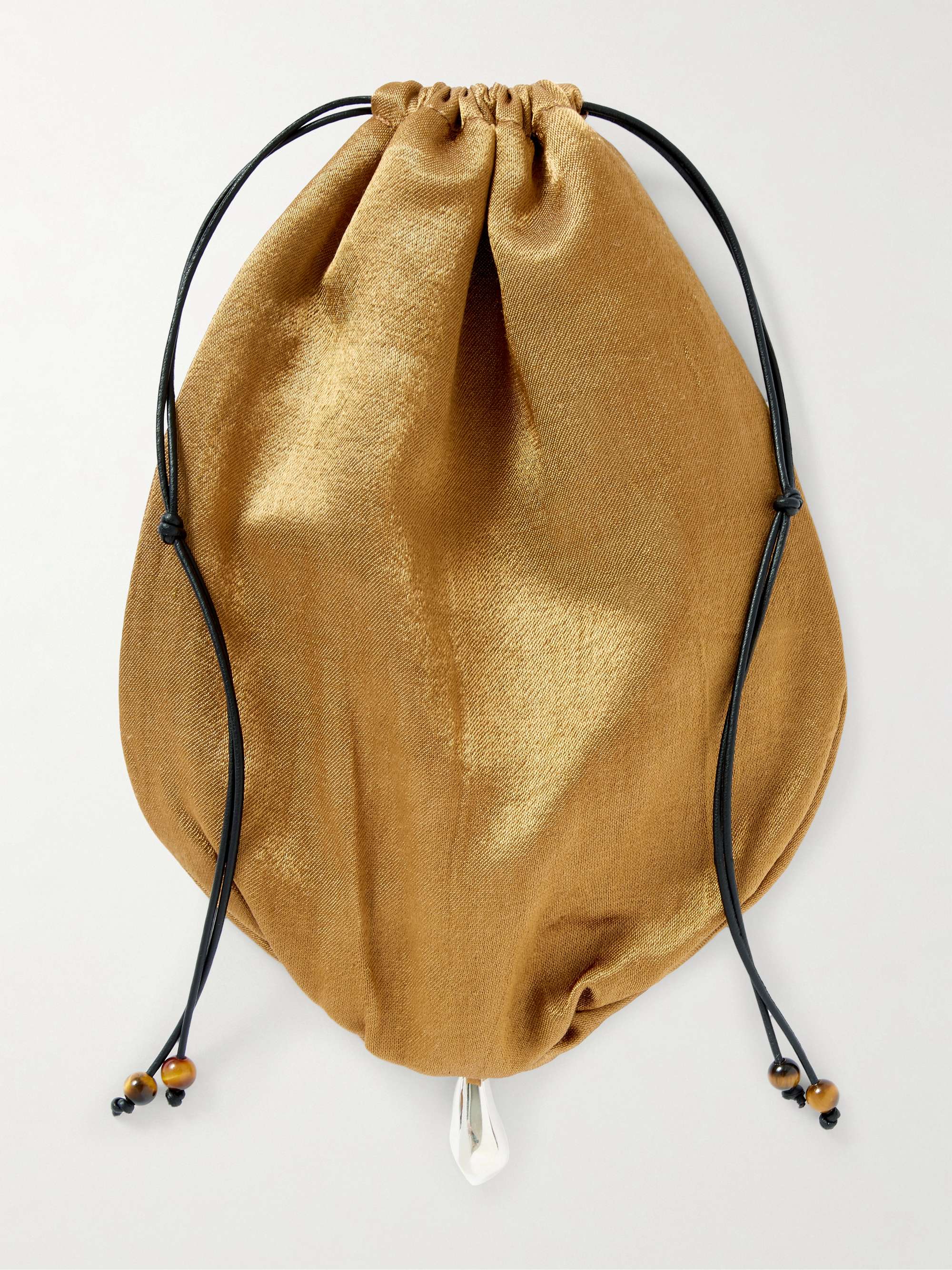 Teardrop Embellished Satin Drawstring Pouch