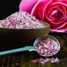 Edible rose salt made from garden-grown roses