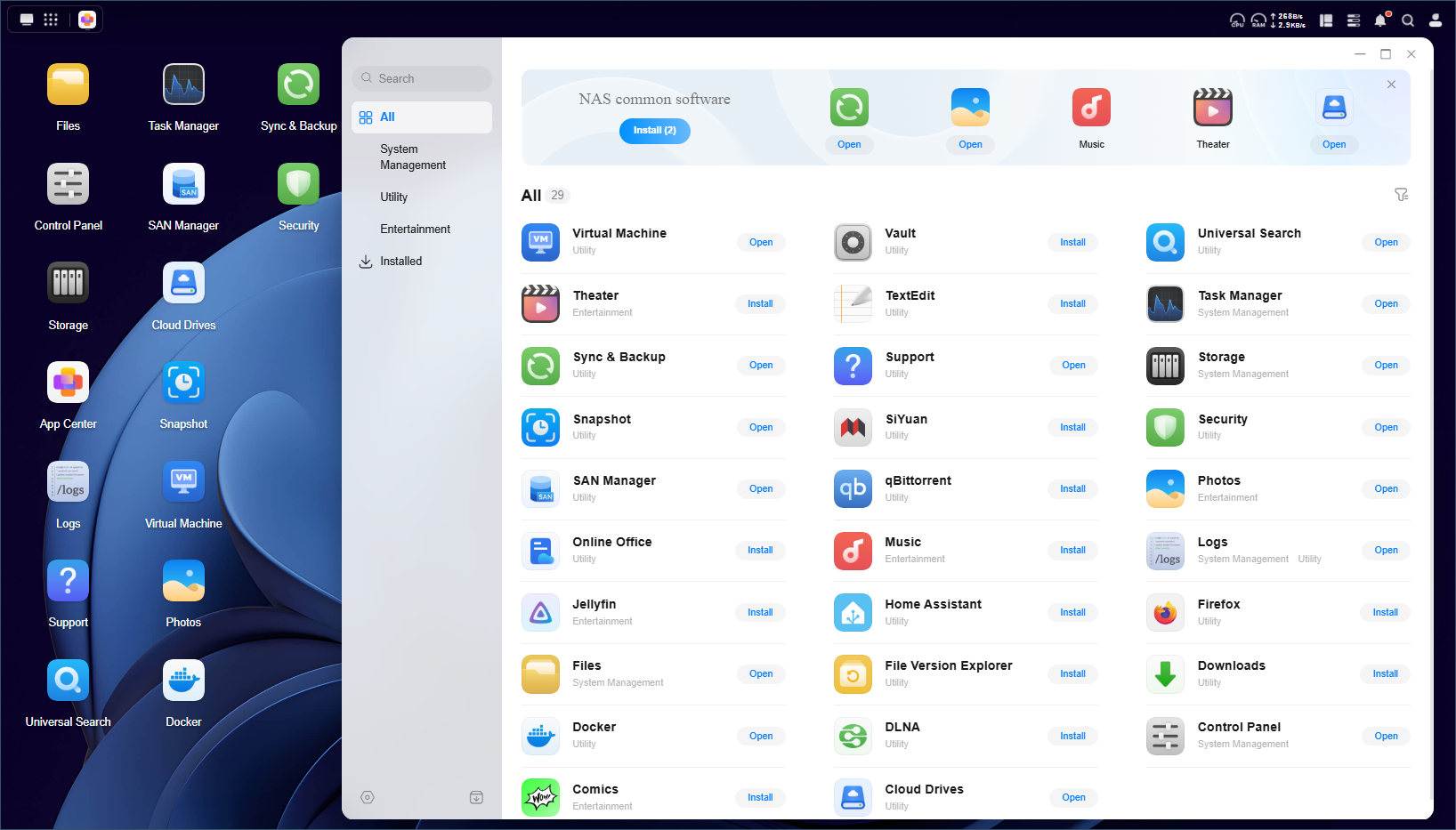 The Ugreen NASync DXP4800 Pro interface