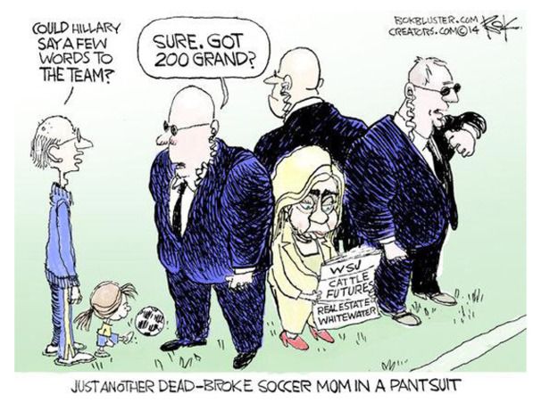 Political cartoon Hillary Clinton broke