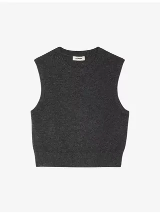 Round-Neck Sleeveless Wool-Blend Knitted Jumper